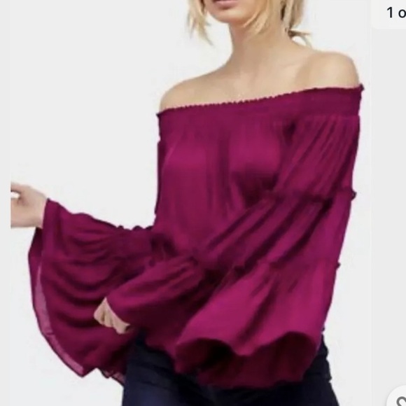Free People swing sleeves off shoulder top - Picture 1 of 9